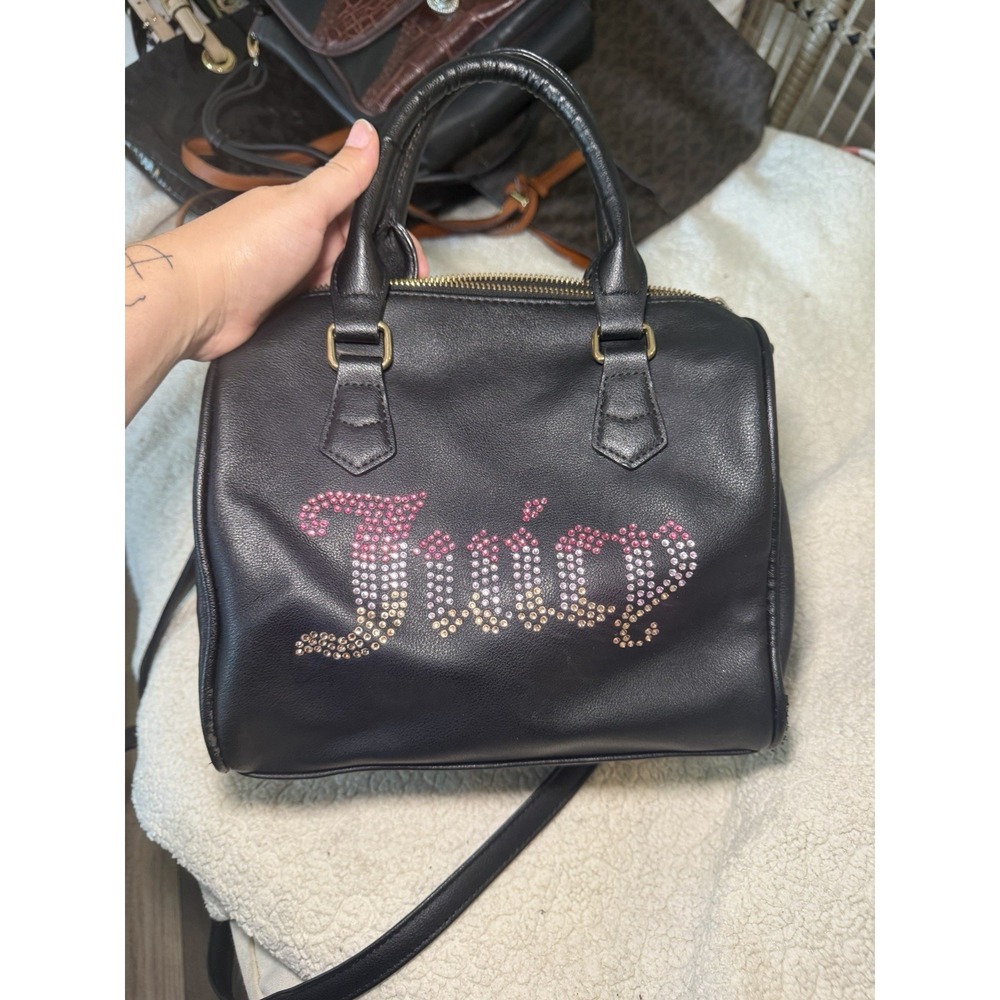 Juicy couture liquorice rhinestone be classic II satchel bowler bag w crossbody